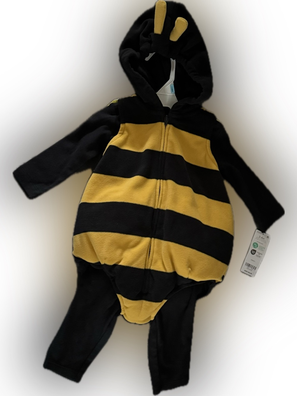 Carter's Black & Yellow Bee Hooded One-Piece Footie